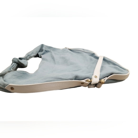 Burberry Prorsum Light Blue Linen & White Leather Large Tote - Picture 10 of 16